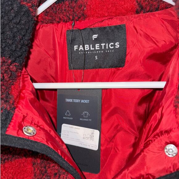 New Fabletics Tahoe Teddy Jacket Holly Berry Buffalo Check Women's size M - Picture 6 of 10